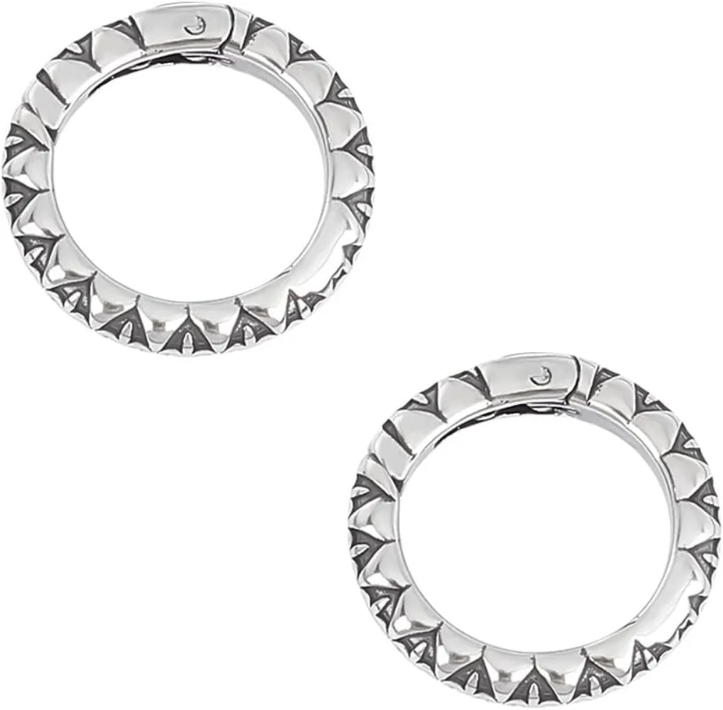 2pcs Stainless Steel Spring Gate Rings Antique Silver Metal O Rings Hollow Round Ring Circle Connector Keychain Rings making kit