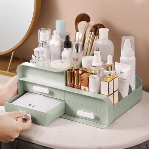 Multifunctional Plastic Desk Makeup Organizer with Drawers