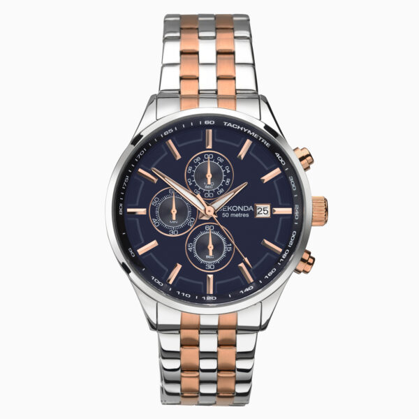 Sekonda Sekonda Sports Chronograph Men's Watch | Two Tone Case & Stainless Steel Bracelet with Navy Dial | 1107