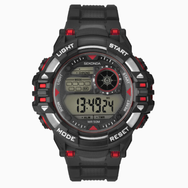 Sekonda Sekonda Digital Men's Watch | Black & Red Case & Plastic Strap with Black Dial | 1523