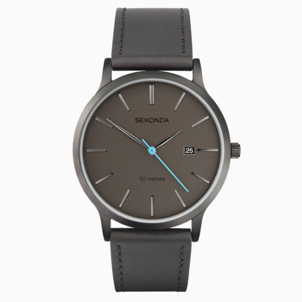 Sekonda Sekonda Bergen Men's Watch | Black Case & Leather Upper Strap with Grey Dial | 1844