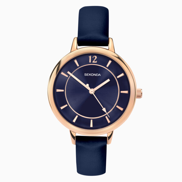 Sekonda Sekonda Classic Ladies Watch | Rose Gold Case & PU Strap with Blue Dial | 2136