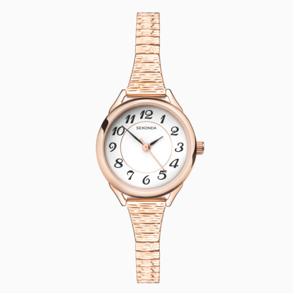 Sekonda Sekonda Easy Reader Ladies Watch | Rose Gold Case & Stainless Steel Bracelet with White Dial | 2639