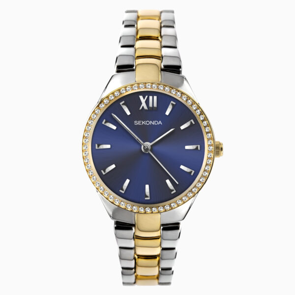 Sekonda Sekonda Day To Night Ladies Watch | Two Tone Case & Alloy Bracelet with Blue Dial | 2954