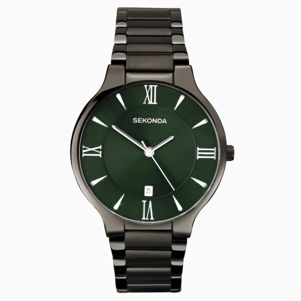 Sekonda Sekonda Wilson Men's Watch | Gunmetal Case & Stainless Steel Bracelet with Green Dial | 30045