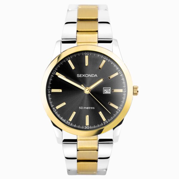 Sekonda Sekonda Taylor Men's Watch | Two Tone Case & Stainless Steel Bracelet with Black Dial | 30049