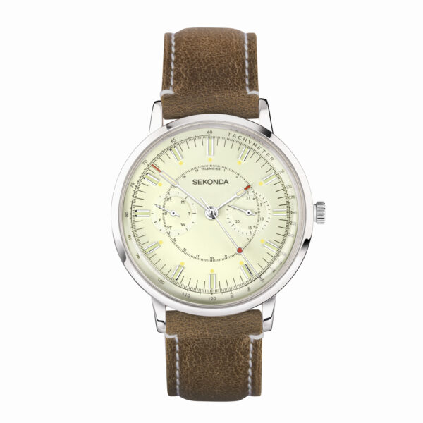 Sekonda Sekonda 1978 Men's Watch | Silver Case & Tan Leather Strap with Cream Dial | 30099