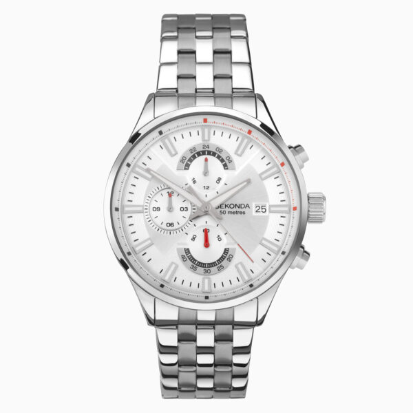 Sekonda Sekonda Speed Dual Time Men's Watch | Silver Alloy Case & Stainless Steel Bracelet with Silver-White Dial | 30109