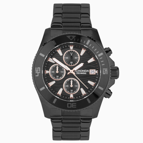 Sekonda Sekonda Pacific Wave Chronograph Men's Watch | Black Stainless Steel Case & Bracelet with Black Dial | 30117