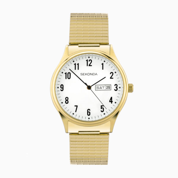 Sekonda Sekonda Easy Reader Ladies Watch | Gold Alloy Case & Stainless Steel Expander Bracelet with White Dial | 30124