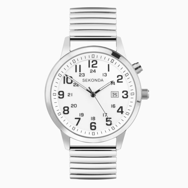 Sekonda Sekonda Easy Reader Men's Watch | Silver Alloy Case & Stainless Steel Expander Bracelet with White Dial | 30126