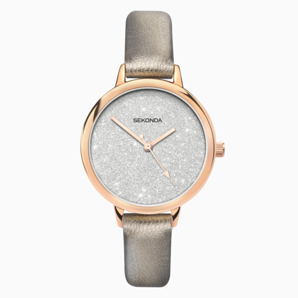 Sekonda Sekonda Prints Ladies Watch | Rose Gold Case & PU Strap with Silver Dial | 40023