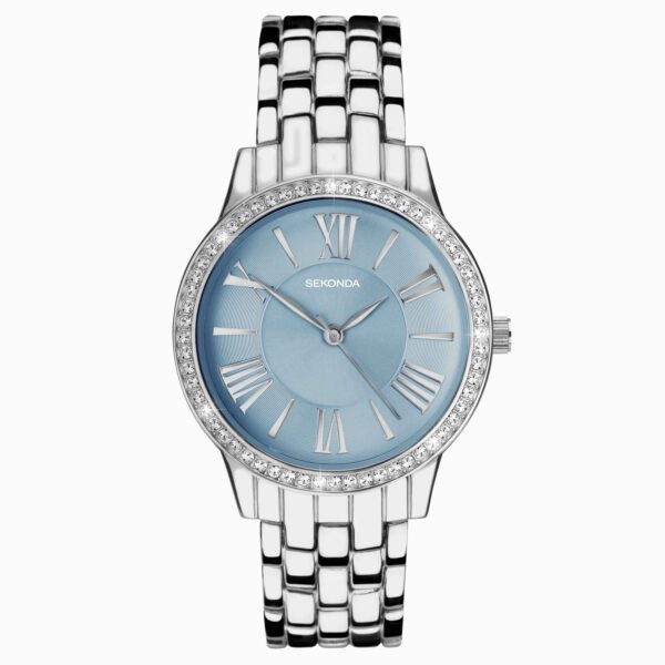 Sekonda Sekonda Charlotte Ladies Watch | Silver Case & Alloy Bracelet with Blue Dial | 40478