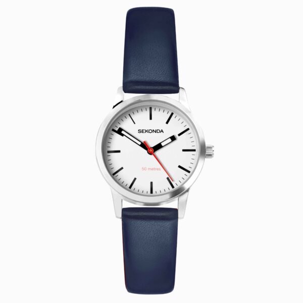 Sekonda Sekonda Nordic Ladies Watch | Silver Case & Blue Leather Strap with White Dial | 40484