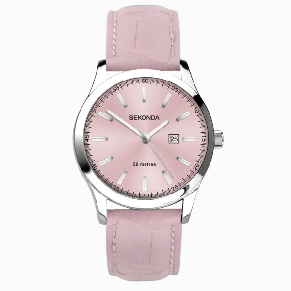 Sekonda Sekonda Taylor Ladies Watch | Silver Alloy Case & Pink Leather Strap with Pink Dial | 40550