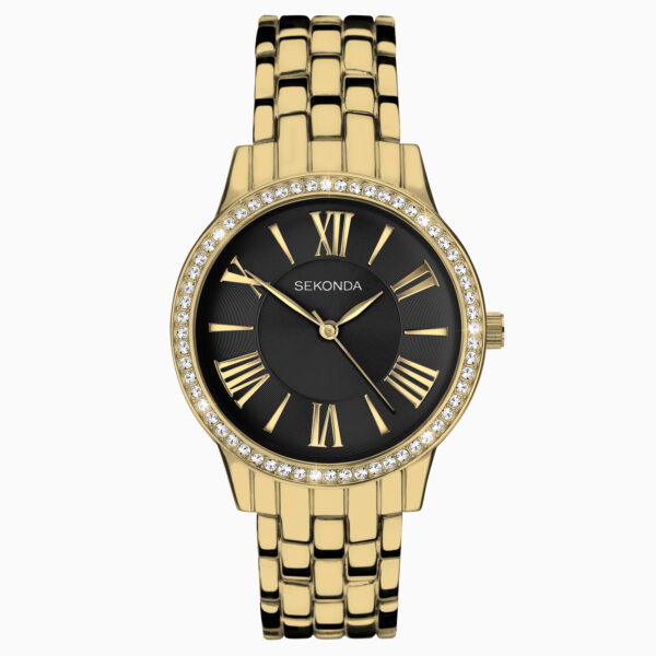 Sekonda Sekonda Charlotte Ladies Watch | Gold Alloy Case & Bracelet with Black Dial | 40562