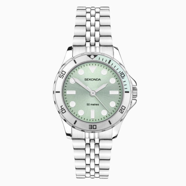 Sekonda Sekonda Balearic Ladies Watch | Silver Alloy Case & Stainless Steel Bracelet with Green Dial | 40565