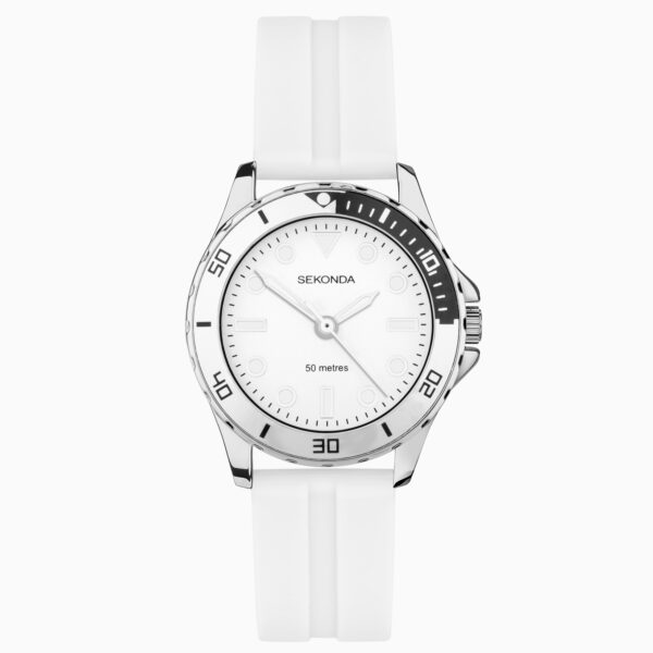 Sekonda Sekonda Balearic Ladies Watch | Silver Alloy Case & White Rubber Strap with Silver-White Dial | 40567