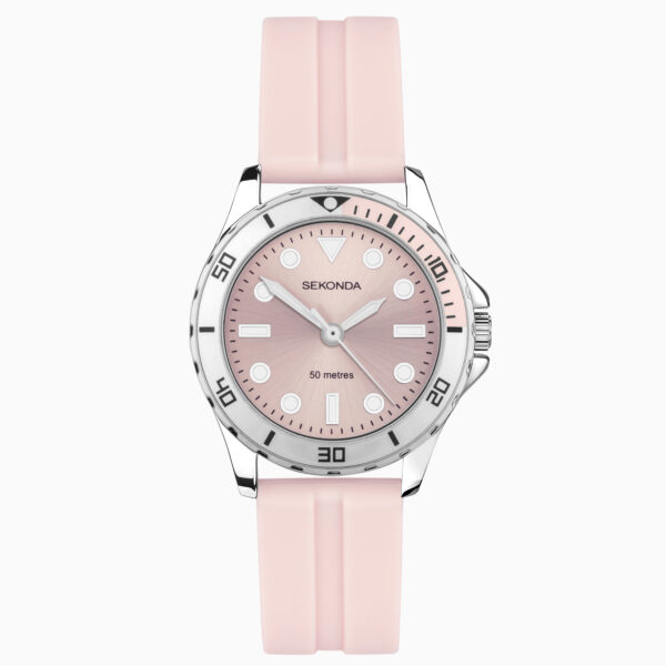 Sekonda Sekonda Balearic Ladies Watch | Silver Alloy Case & Pink Rubber Strap with Pink Dial | 40569