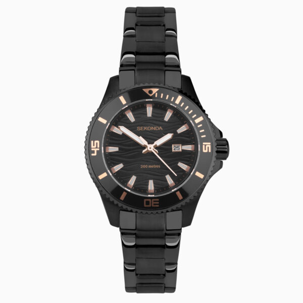 Sekonda Sekonda Pacific Wave Ladies Watch | Black Stainless Steel Case & Bracelet with Black Dial | 40573