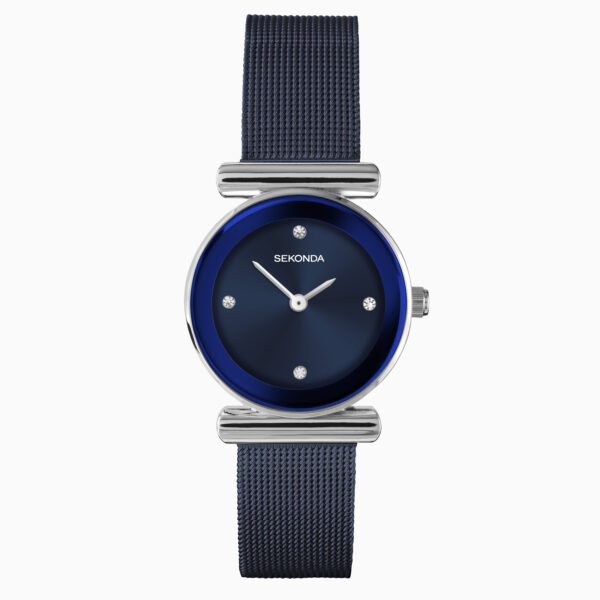 Sekonda Sekonda Ava Ladies Watch | Silver Alloy Case & Blue Stainless Steel Mesh Bracelet with Blue Dial | 40583