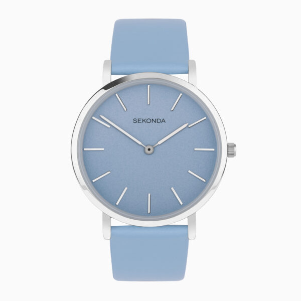 Sekonda Sekonda Minimal Ladies Watch | Silver Alloy Case & Blue Leather Strap with Blue Dial | 40609