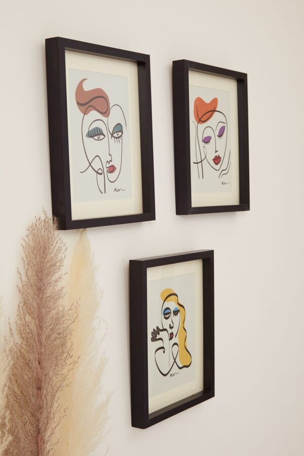 Set Of 3 Abstract Face Framed Wall Art