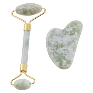 Green Face Roller and Gua Sha Tool Set