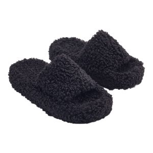 Open Toe Plush Cotton Slippers