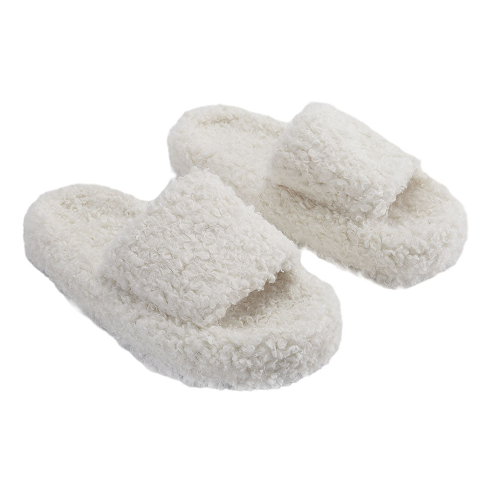 Open Toe Plush Cotton Slippers