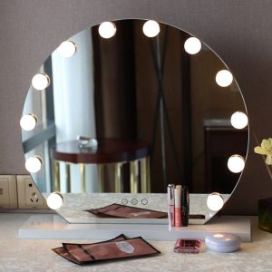 Frameless Hollywood Vanity LED Lighted Makeup Mirror with 3 Adjustable Lighting Colors