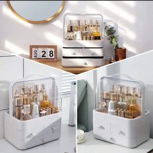 White Portable Dustproof Makeup Storage Box