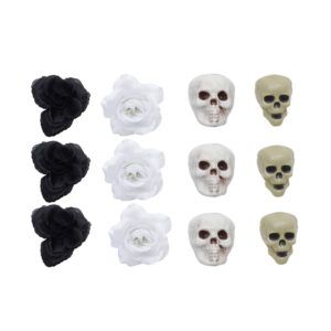 Halloween Ornament Set of 12 Skulls and Roses