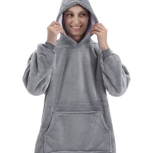 Oversized Hoodie Blanket with Comfort and Warm Sherpa Flannel