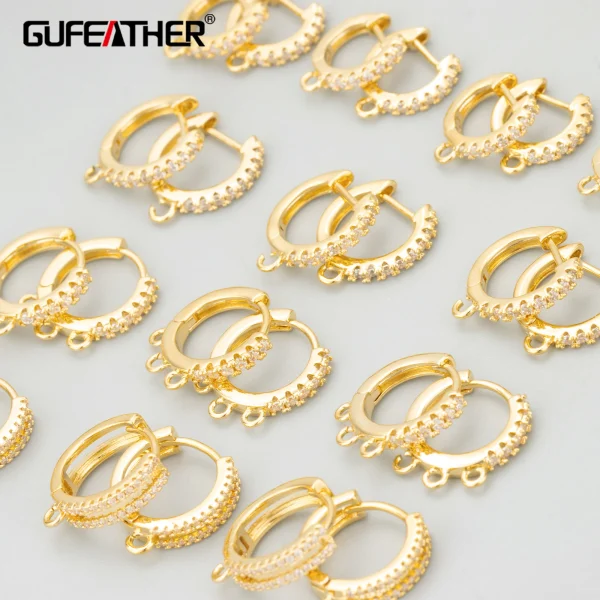 GUFEATHER,6pcs/lot,MG23,jewelry accessories,PVD,18k gold rhodium plated,copper,zircons,charms,clasp hooks,jewelry making