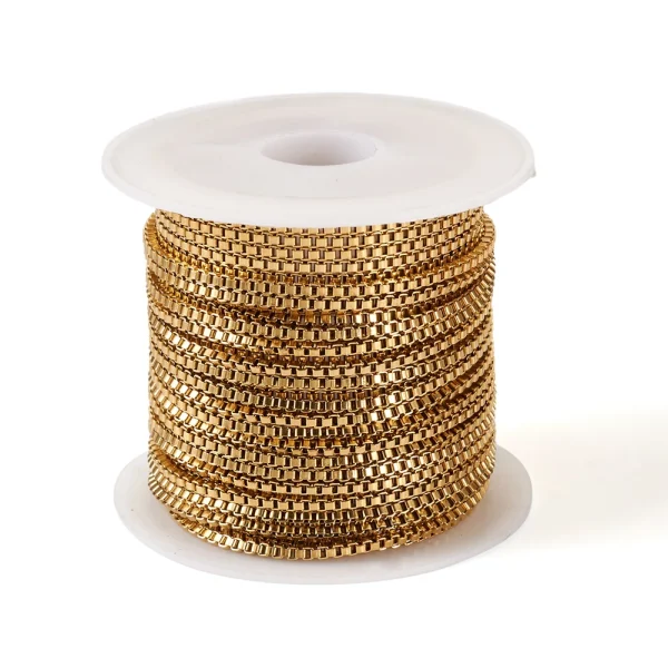 Golden Stainless Steel Box Chains with Clasp Jump Ring Snap on Bail Findings for Dangle Pendant Necklace Bracelet Jewelry Making