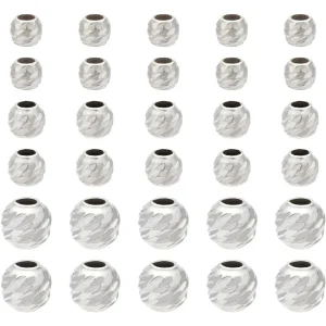 30pcs 925 Sterling Silver Spacer Beads 2/3/4mm Small Round Beads Infinite Pattern Metal Large Hole for making kit