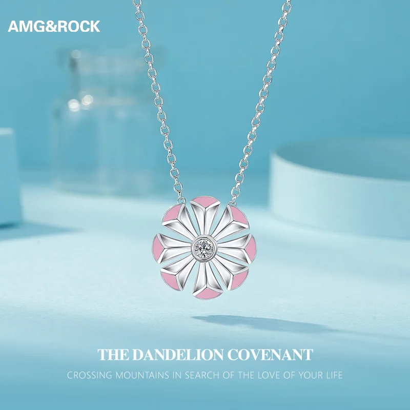 AMOROCK Dandelion Wishing Necklace Tree Dandelion Pendant Necklace Gift for Her Lucky WISH Jewelry