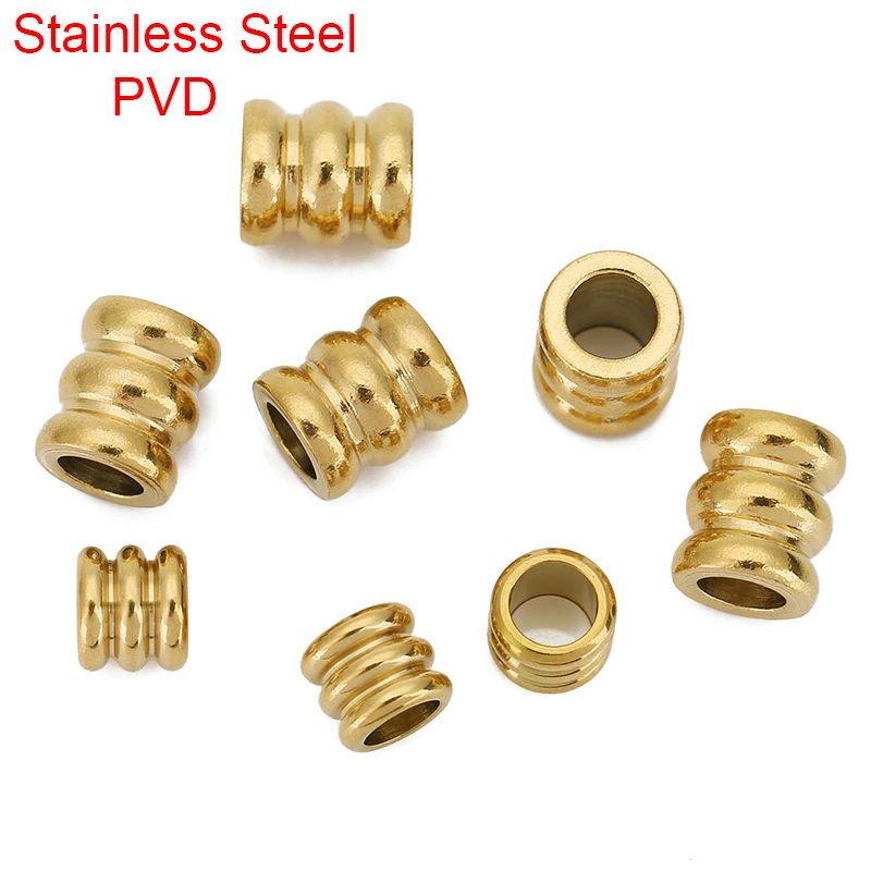 20pcs PVD Stainless Steel Spacer Beads 6mm 7mm Never Fade Large Hole Beads For DIY Necklace Jewelry Making Bracelet Supplies