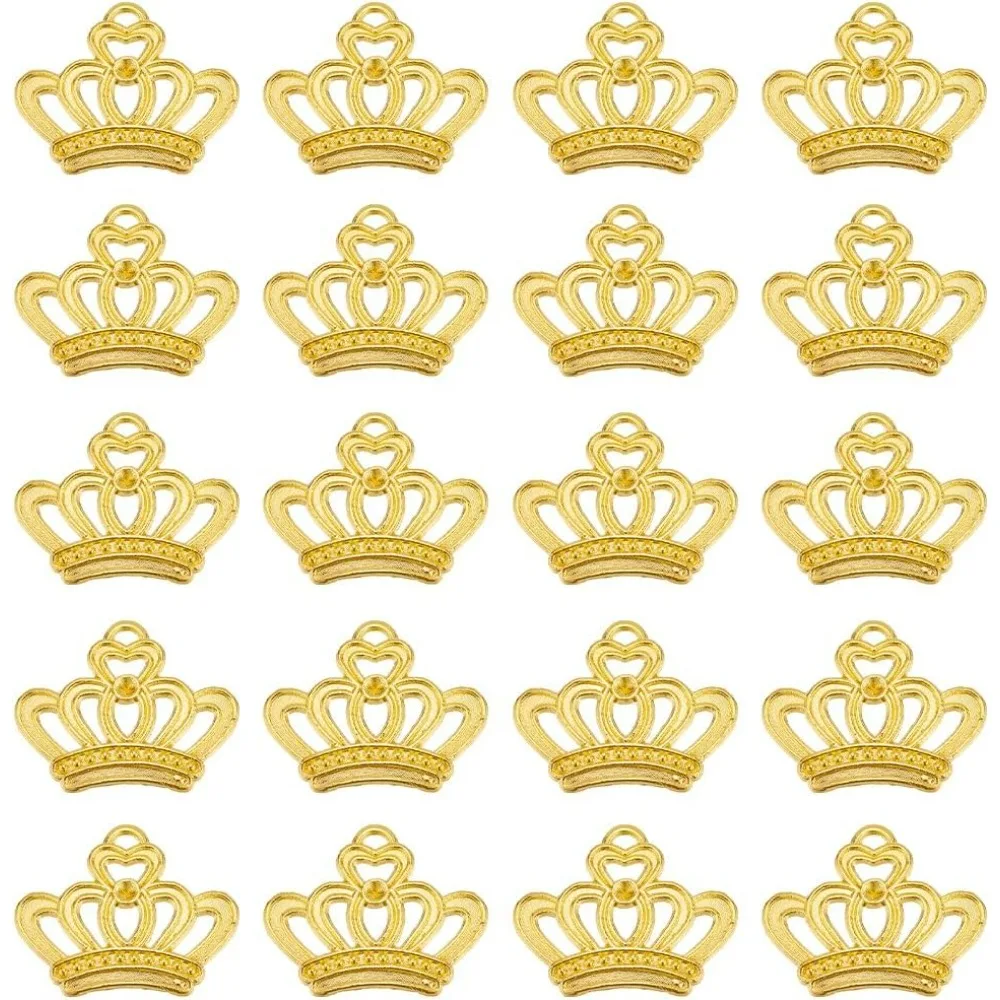 1 Box 60Pcs Crown Charms Bulk King Crown Charm Mini Charms Alloy Vintage Bead Elegant Tiara Golden Lovely making kit
