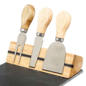 Slate And Wooden Cheese Knives Set - Funky Chunky Furniture