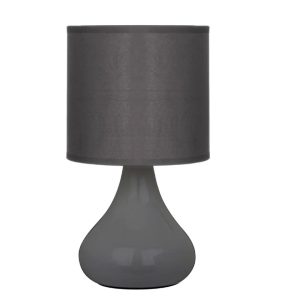 Small Grey Ceramic Table Lamp And Shade - Funky Chunky Furniture