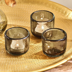 Smoked Glass Tealight Holders - Set Of 3  - Funky Chunky Furniture