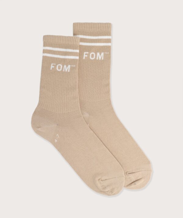 Socks FOM Crew Stone/ White Stripes (Size 4-7)