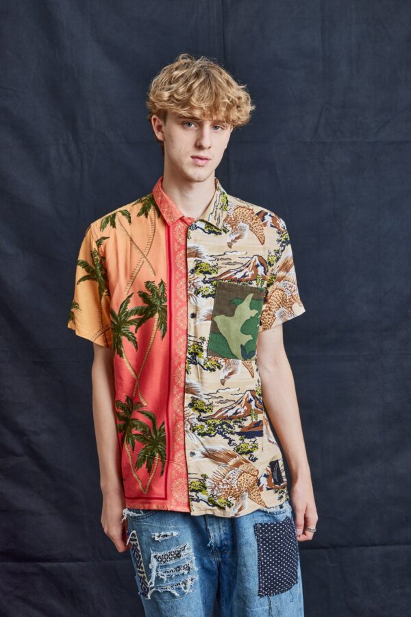 50/50 Hawaiian Shirt - Camo Palms | Size: M/L