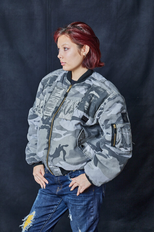 MA 1 Patched Bomber in Grey Camo | Size: L