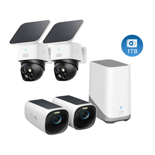 eufyCam S330 (eufyCam 3) + SoloCam S340 (2-Pack) + 1 TB Hard Drive bundle