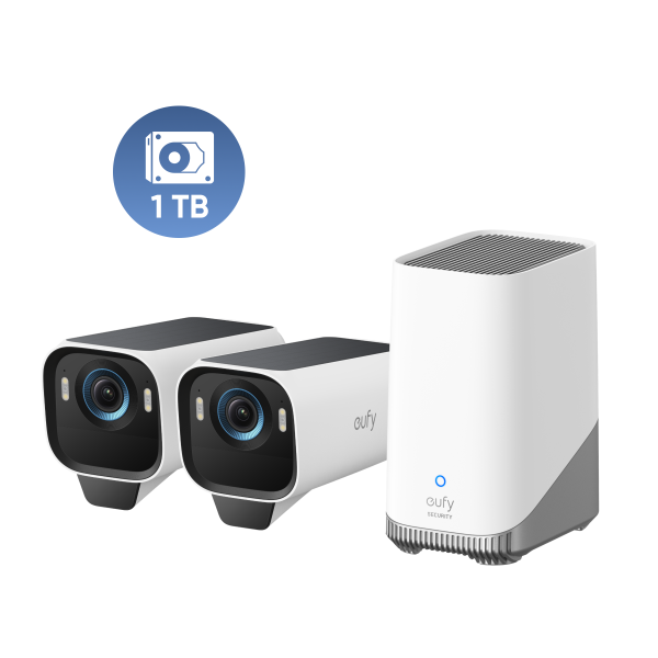 eufyCam S3 Pro 2-Cam Kit + 1 TB Hard Drive white