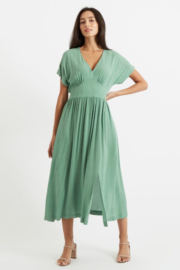 Unity Petite Dot V-Neck Midi Dress - Mint