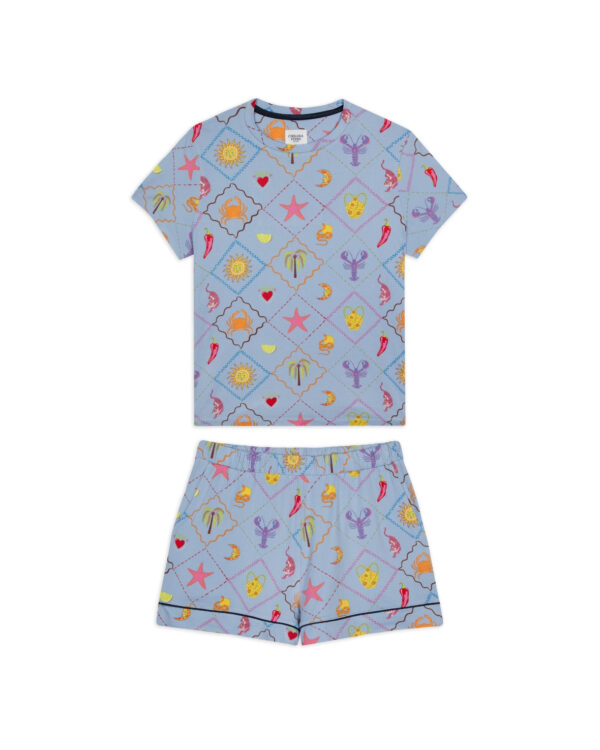 Patchwork Beach Print Short Pyjama Set